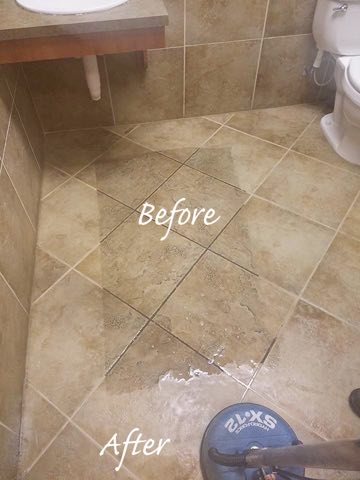 Bathroom tile and grout before and after