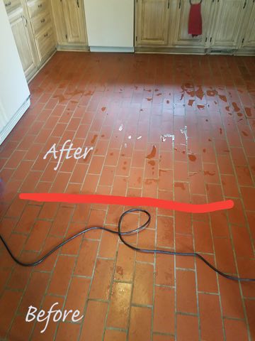 Brick paver kitchen floor before and after