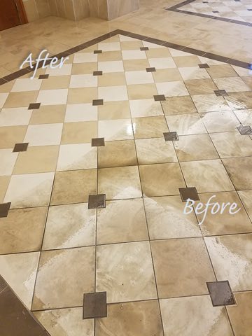Before and after tile and grout cleaning in Charlotte NC